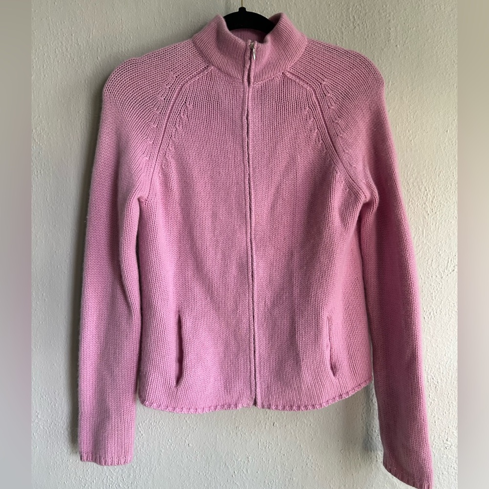 Super Soft 2-Ply Pink Vintage l.magnin Cashmere Zip Up Jacket